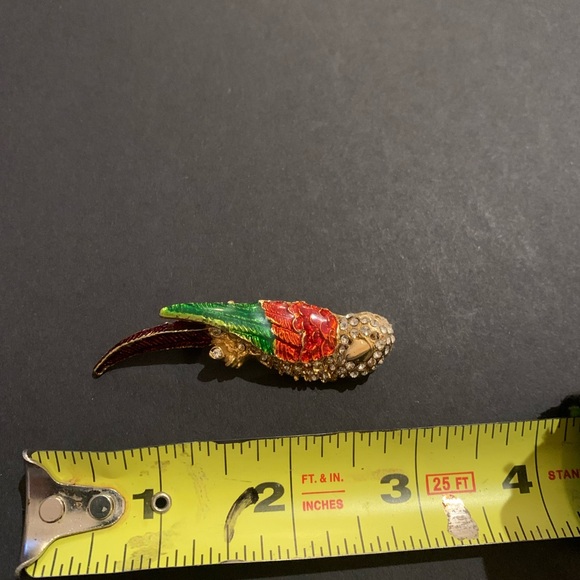 Vintage Parakeet Rhinestone Brooch - Picture 5 of 6